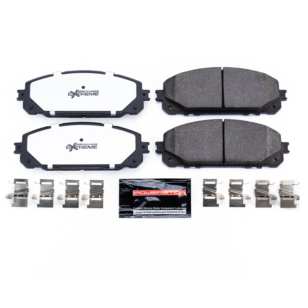 PowerStop Z36-1843 brake pads and the hardware shown on a white background