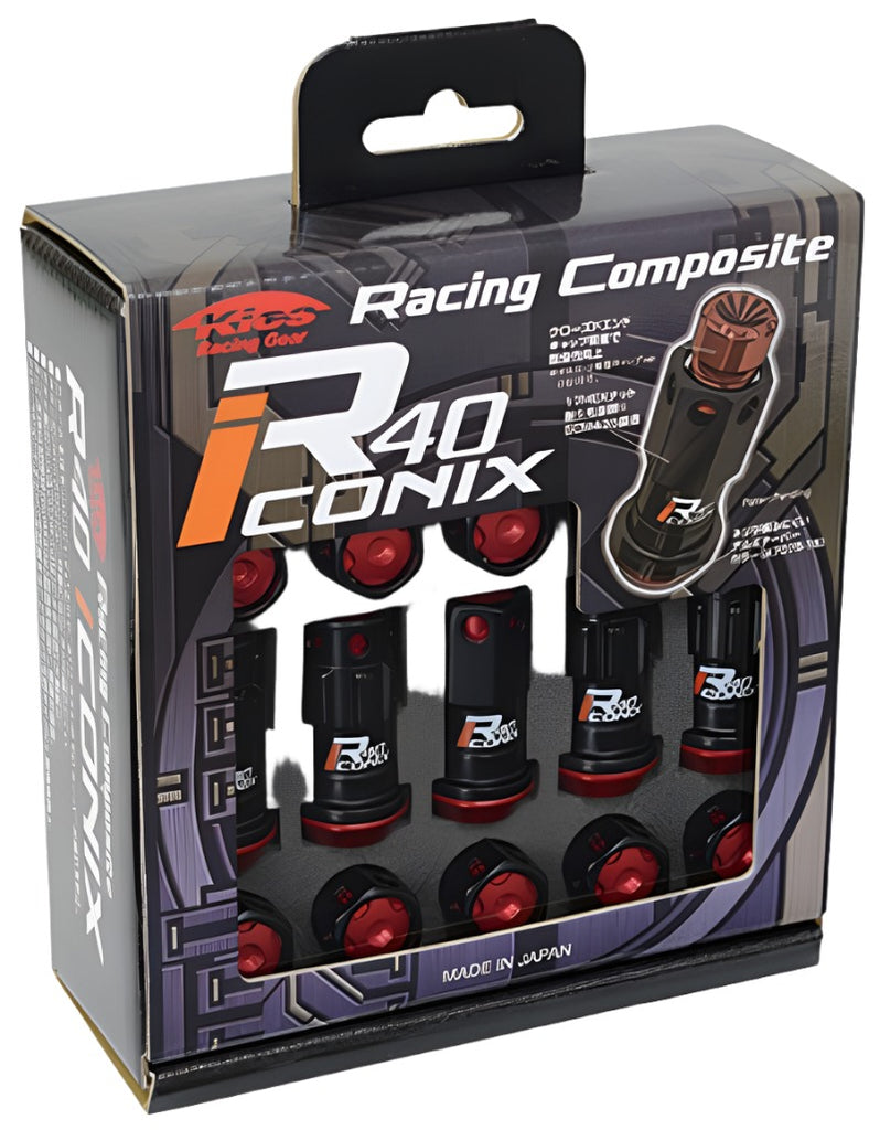Project Kics 12X1.25 Black R40 Iconix Lug Nuts - 16+4 (Red Cap) - Black Ops Auto Works
