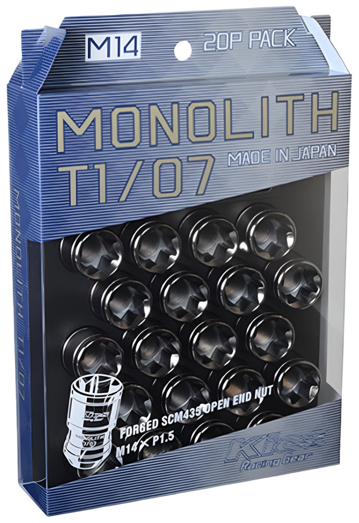 Project Kics 14 x 1.5 Glorious Black T1/07 Monolith Lug Nuts - 20 Pcs - Black Ops Auto Works