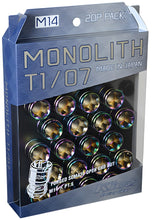 Load image into Gallery viewer, Project Kics 14 x 1.5 Neochrome T1/07 Monolith Lug Nuts - 20 Pcs - Black Ops Auto Works