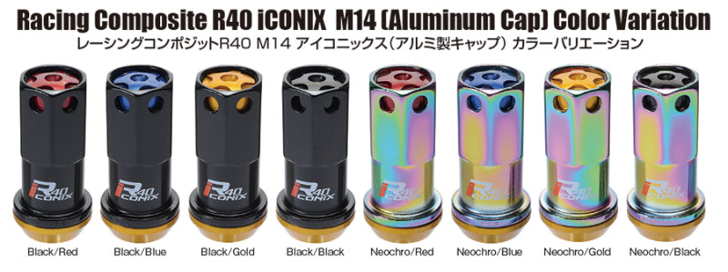 Project Kics 14x1.50 R40 Iconix Lock & Lug Nuts - Neo Chrome w/Gold Cap (16+4 Locks) - Black Ops Auto Works