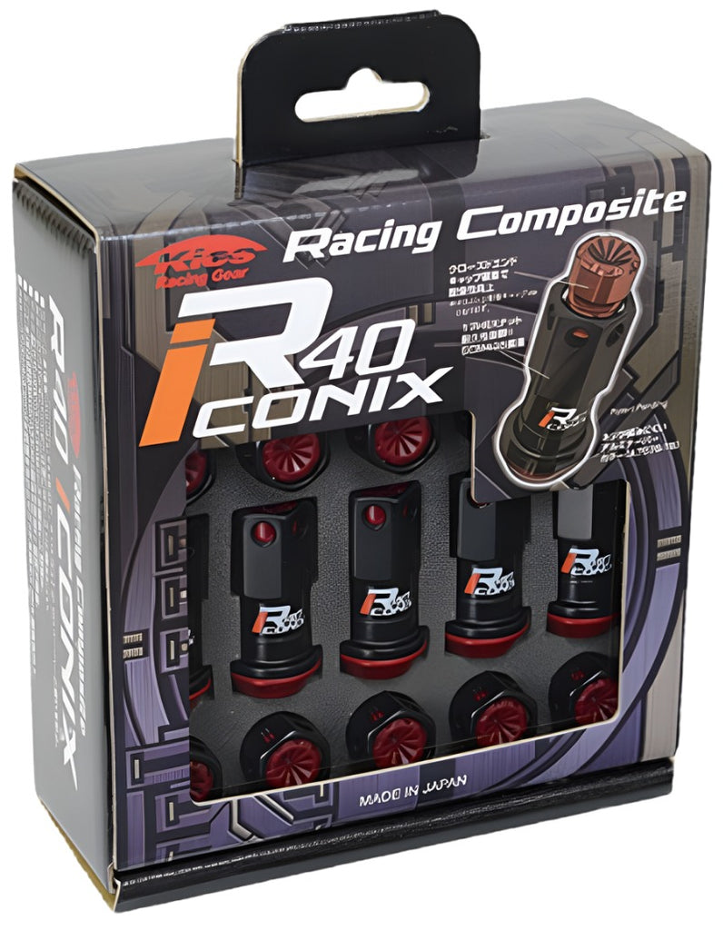 Project Kics 16+4 locks Black R40 Iconix W/ Plastic Cap (Black) - 12X1.25 - Black Ops Auto Works
