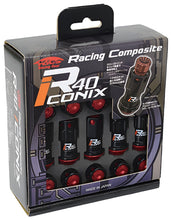 Load image into Gallery viewer, Project Kics 16+4 Locks Black R40 Iconix w/ Plastic Cap (Red) - 14x1.50 - Black Ops Auto Works