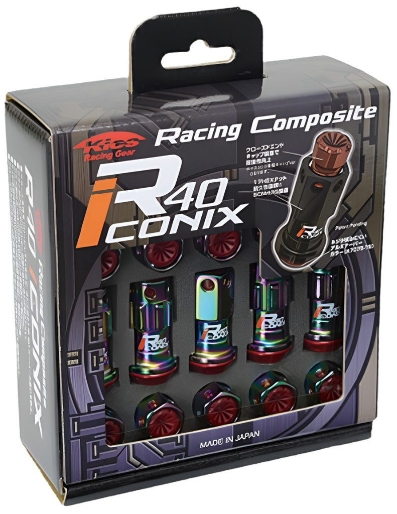 Project Kics 16+4 Locks Neo Chrome R40 Iconix w/o Plastic Cap - 14x1.50 - Black Ops Auto Works