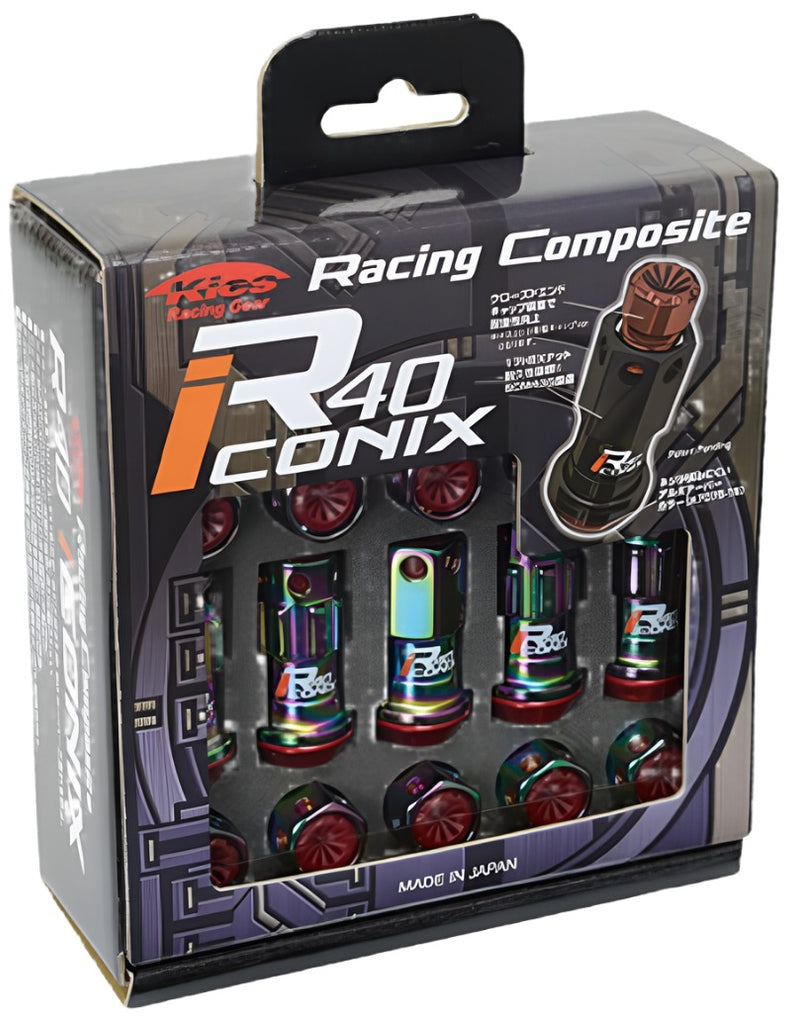 Project Kics 16+4 Locks Neocro R40 Iconix W/ Plastic Cap (Black) - 12X1.25 - Black Ops Auto Works