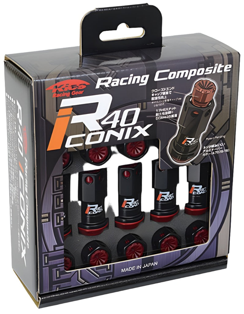 Project Kics 20 PCS (NO LOCKS) Black R40 Iconix W/ Plastic Cap (Black) - 12X1.25 - Black Ops Auto Works