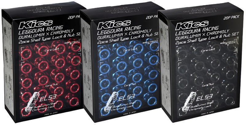 Project Kics Leggdura Racing 53mm EL53 Shell Type Lug Nut 16 Pcs + 4 Locks 12X1.50 Black - Black Ops Auto Works