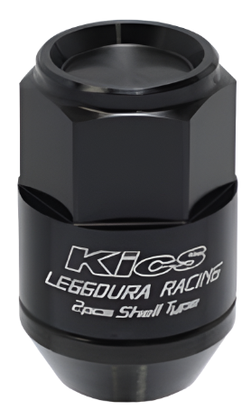PJKWCL3511K-Project Kics Leggdura Racing Shell Type Lug Nut 35mm Closed-End Look 16 Pcs + 4 Locks 12X1.5 Black-Lug Nuts-Project Kics