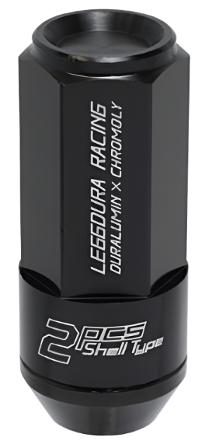 PJKWCL5311K-Project Kics Leggdura Racing Shell Type Lug Nut 53mm Closed-End Look 16 Pcs + 4 Locks 12X1.5 Black-Lug Nuts-Project Kics