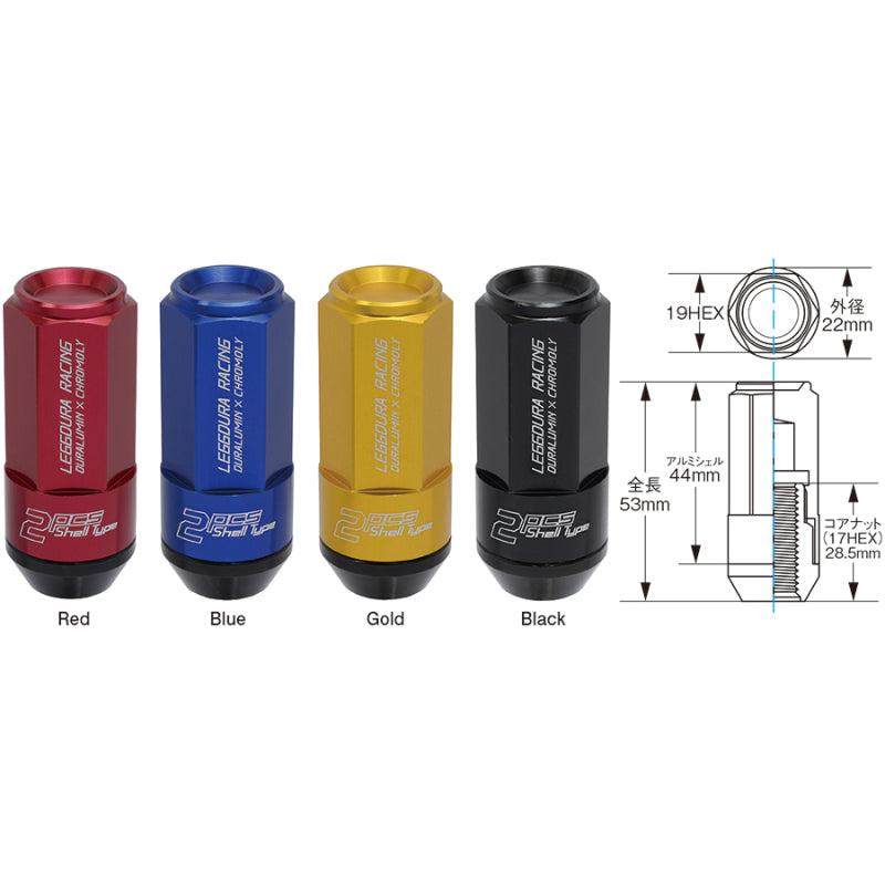 Project Kics Leggdura Racing Shell Type Lug Nut 53mm Closed-End Look 16 Pcs + 4 Locks 12X1.5 Red - Project Kics PJKWCL5311R