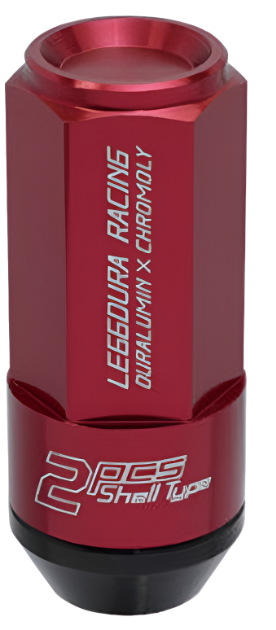 PJKWCL5311R-Project Kics Leggdura Racing Shell Type Lug Nut 53mm Closed-End Look 16 Pcs + 4 Locks 12X1.5 Red-Lug Nuts-Project Kics