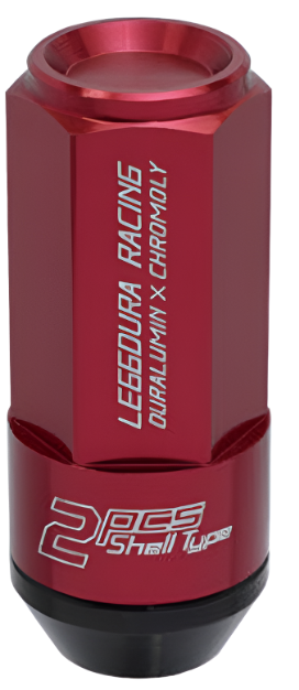 PJKWCL5313R-Project Kics Leggdura Racing Shell Type Lug Nut 53mm Closed-End Look 16 Pcs + 4 Locks 12X1.25 Red-Lug Nuts-Project Kics