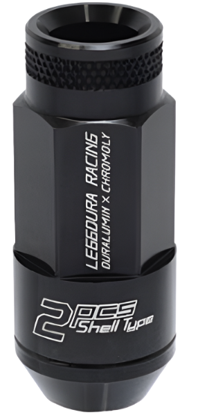 PJKWRL5311K-Project Kics Leggdura Racing Shell Type Lug Nut 53mm Open-End Look 16 Pcs + 4 Locks 12X1.5 Black-Lug Nuts-Project Kics