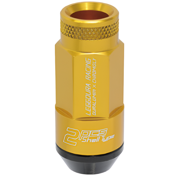 Project Kics Leggdura Racing Shell Type Lug Nut 53mm Open-End Look 16 Pcs + 4 Locks12X1.25 Gold - Project Kics PJKWRL5313A