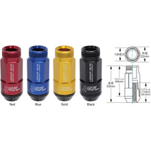 Load image into Gallery viewer, Project Kics Leggdura Racing Shell Type Lug Nut 53mm Open-End Look 16 Pcs + 4 Locks12X1.25 Gold - Project Kics PJKWRL5313A