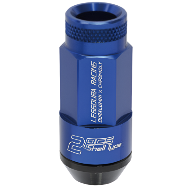 Project Kics Leggdura Racing Shell Type Lug Nut 53mm Open-End Look 16 Pcs + 4 Locks 12X1.25 Blue - Project Kics PJKWRL5313U