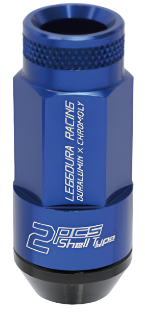 PJKWRL5313U-Project Kics Leggdura Racing Shell Type Lug Nut 53mm Open-End Look 16 Pcs + 4 Locks 12X1.25 Blue-Lug Nuts-Project Kics