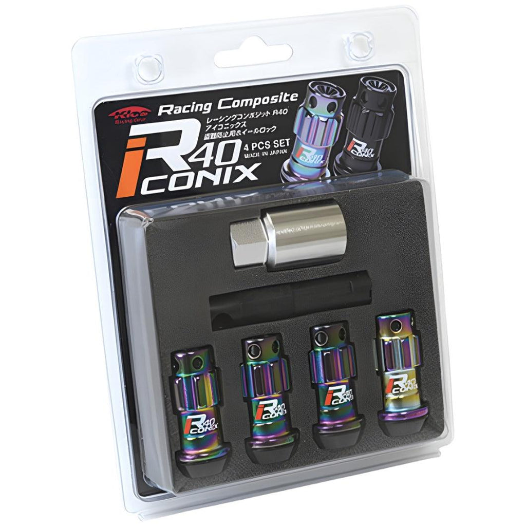 Project Kics 12X1.50 R40 Iconix Neochrome Lug Nut Lock Set - 4 - Project Kics PJKWYIF41NK