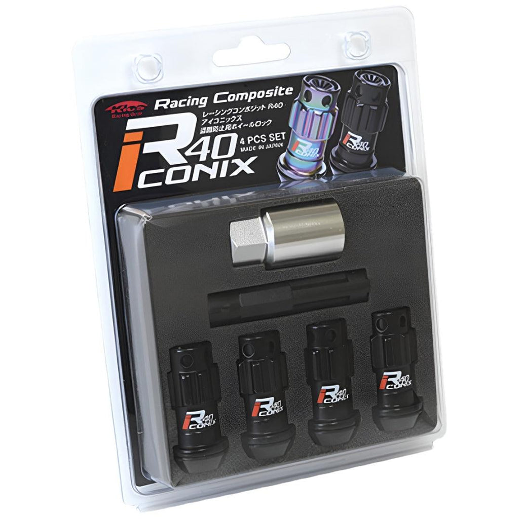 Project Kics 12X1.25 R40 Iconix Black Lug Nut Lock Set - 4 - Project Kics PJKWYIF43KK