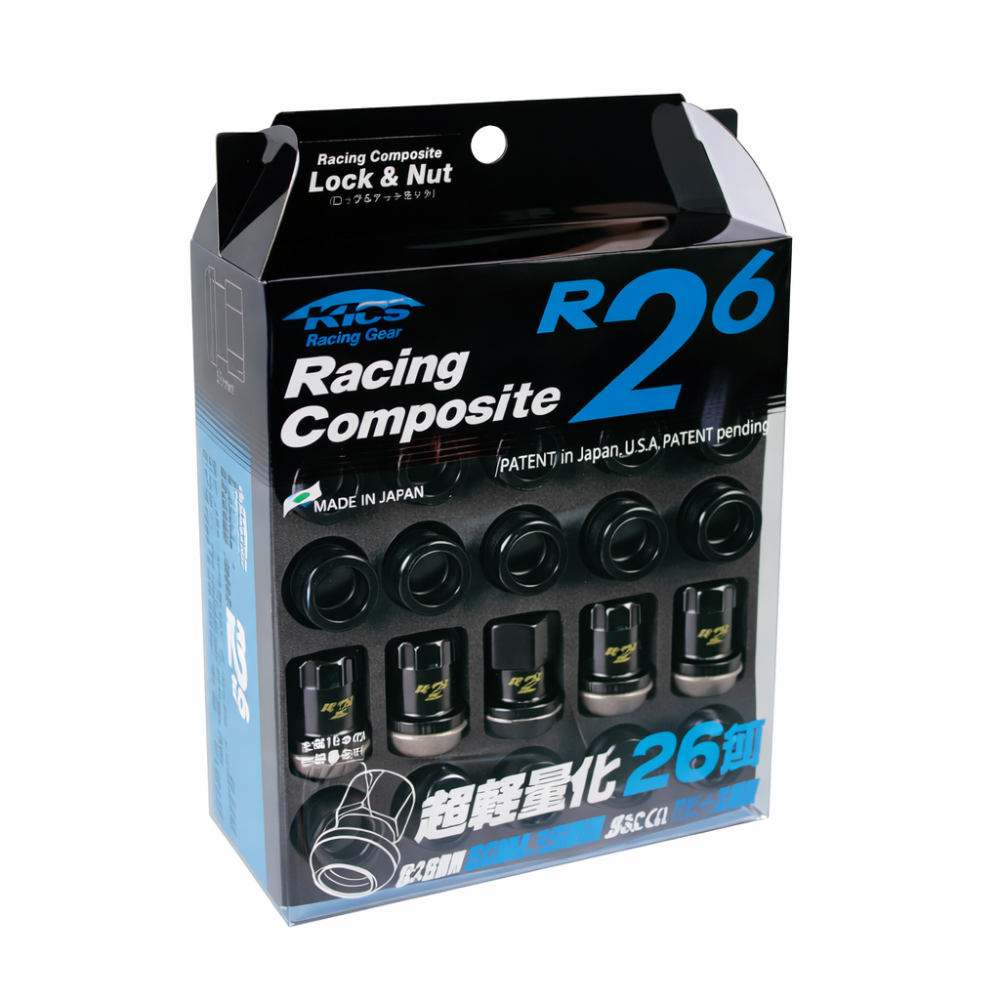 Project Kics 32876 black R26 lug nuts set full view