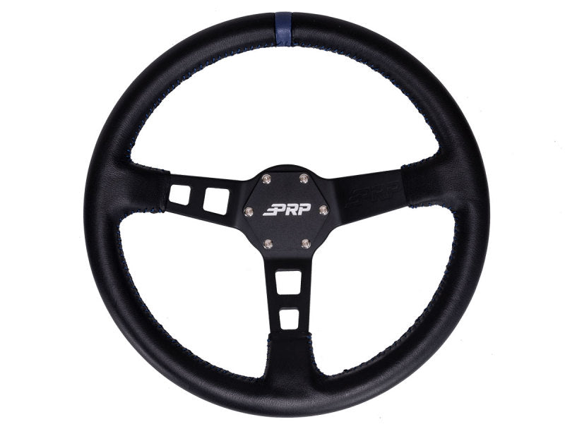 PRP Deep Dish Leather Steering Wheel- Blue-Steering Wheels-PRP Seats-603784095585-