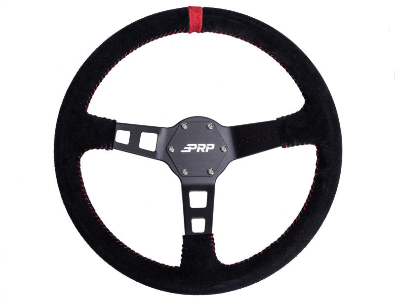 PRP Deep Dish Suede Steering Wheel- Red-Steering Wheels-PRP Seats-630784095646-