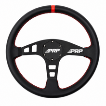 Load image into Gallery viewer, PRP flat leather steering wheel in red for Jeep UTV buggy and truck interiors