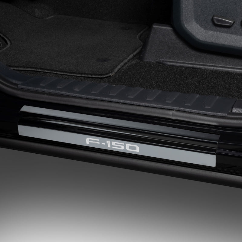 Putco 15-20 Ford F-150 - SuperCrew w/ F-150 Etchinng (4pcs) Black Platinum Door Sills Putco PUT95150BPFD