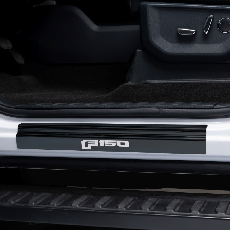 Putco 15-20 Ford F-150 - SuperCrew w/ F-150 Etchinng (4pcs) Black Platinum Door Sills Putco PUT95150BPFD