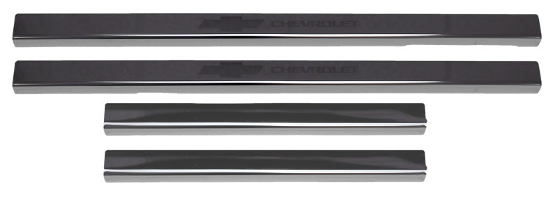 Putco 2019+ Chevrolet Silverado LD- Crew Cab w/ Bow Tie Etching (4pcs) Black Platinum Door Sills - Black Ops Auto Works