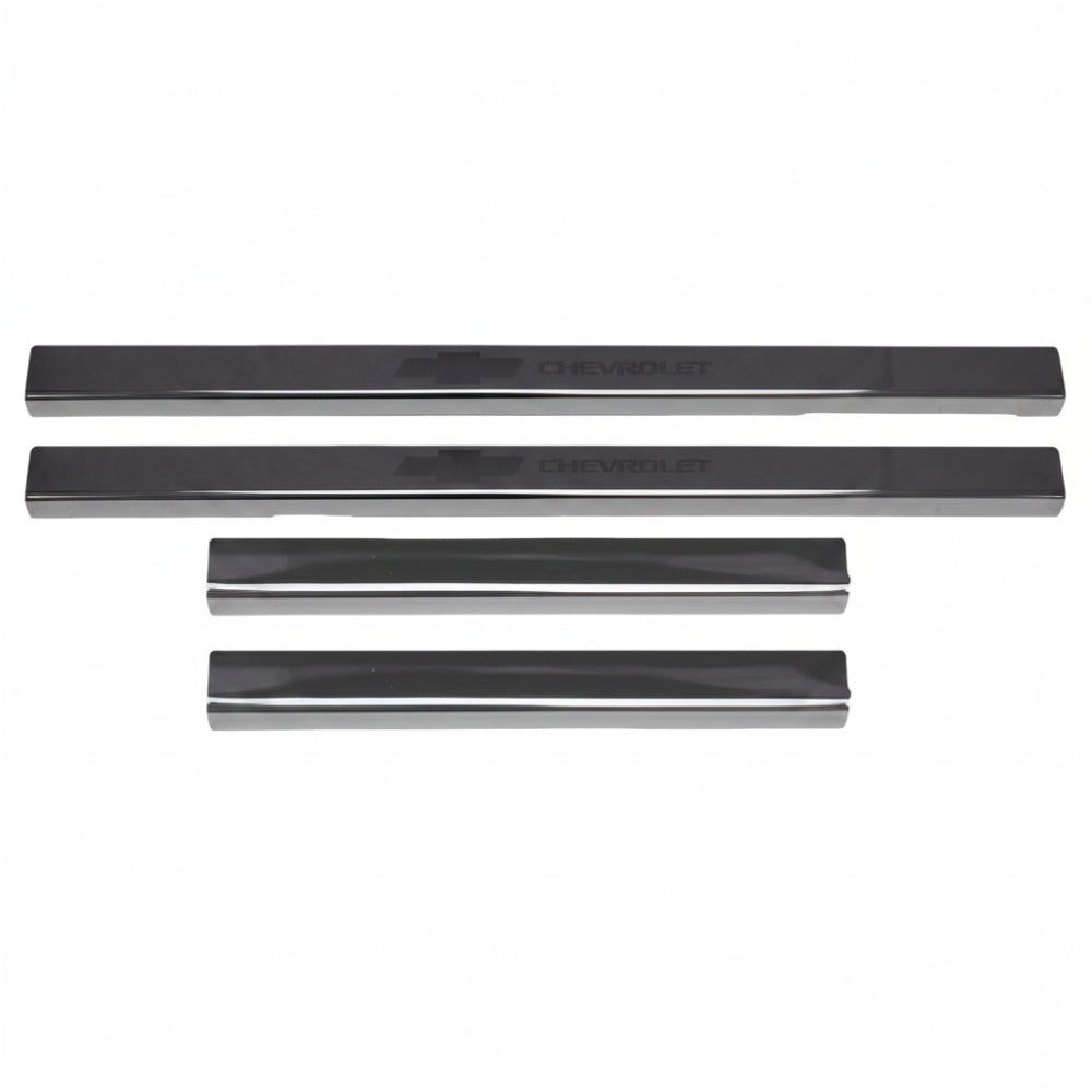 Putco 2019+ Chevrolet Silverado LD- Crew Cab w/ Bow Tie Etching (4pcs) Black Platinum Door Sills - Putco 95183BPGM-1