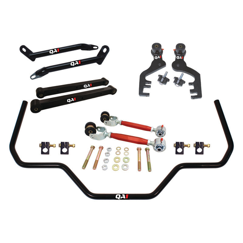 Close up QA1 tubular front control arms with low-friction ball joints