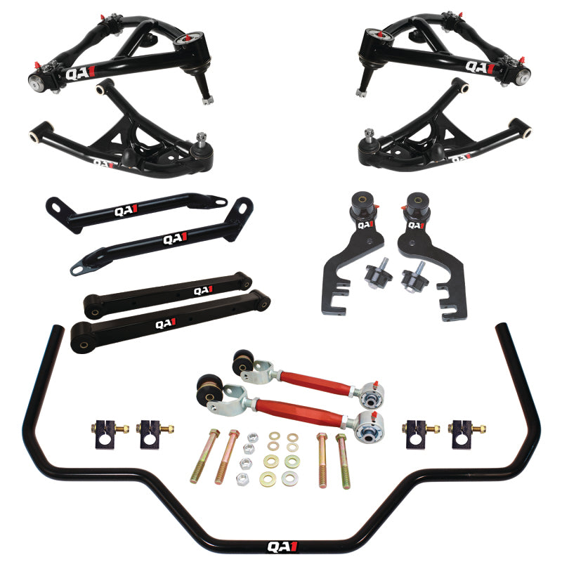 QA1 adjustable rear upper and lower control arms with polyurethane bushings