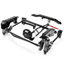 Load image into Gallery viewer, Out-of-package view of QA1 single adjustable rear suspension kit components including coil-over shocks, torque arm, trailing arms, crossmember, and panhard bar for 1999-2006 Chevy Silverado 1500 short bed
