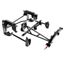 Load image into Gallery viewer, Full assembly view of QA1 single adjustable rear suspension kit for 1999-2006 Chevy Silverado 1500 short bed showing coil-over springs, trailing arms and torque arm