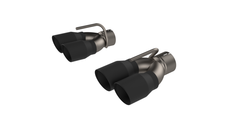 QTP 15-18 Dodge Challenger 6.2L/6.4L 304SS Screamer Exhaust 3in Quad Tip Adapter w/Black Tips - Black Ops Auto Works