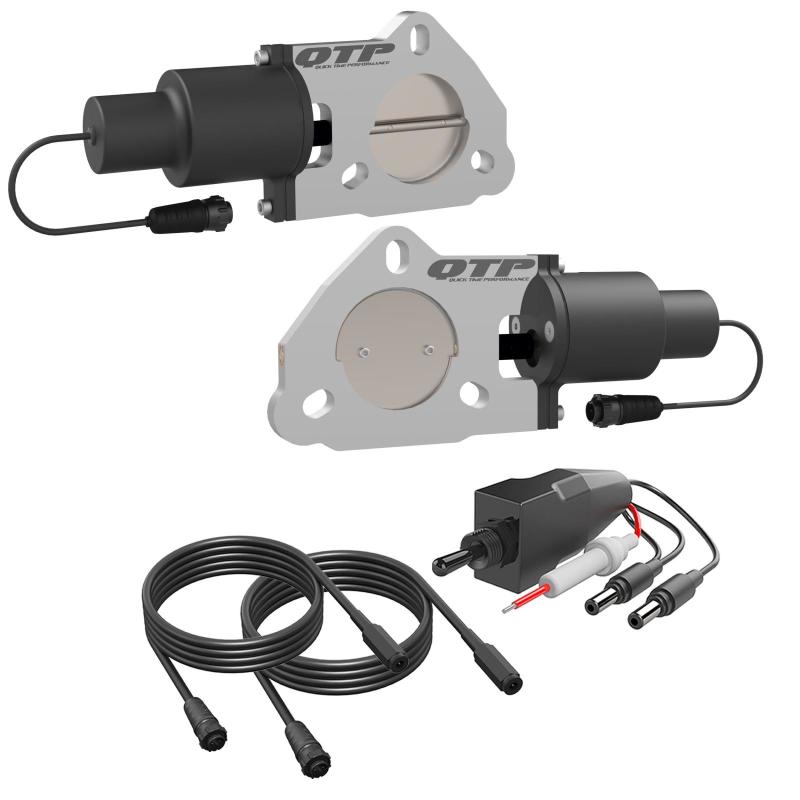 QTP 2.5in Bolt-On QTEC Dual Electric Cutout Valves - Pair - Black Ops Auto Works