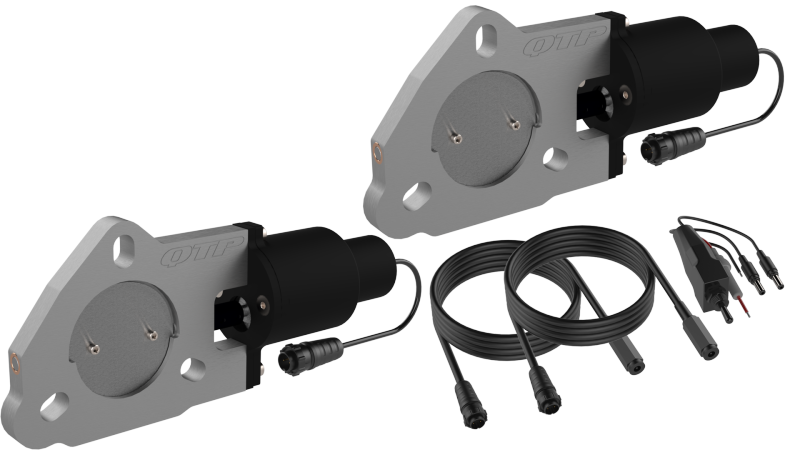 QTP 2.5in Bolt-On QTEC Dual Electric Cutout Valves - Pair - Black Ops Auto Works