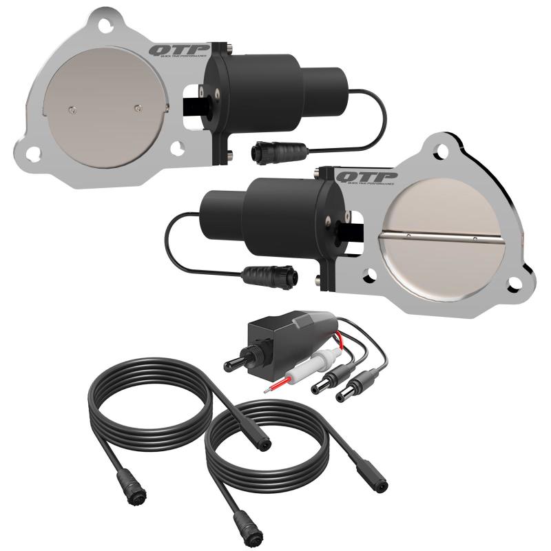 QTP 3.5in Bolt-On QTEC Dual Electric Cutout Valves - Pair - Black Ops Auto Works