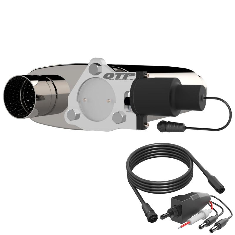 QTP 3in Weld-On 304SS Reverse Screamer Muffler w/Bolt-On QTEC Electric Cutout - Black Ops Auto Works