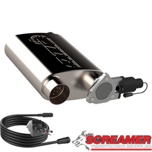 Load image into Gallery viewer, QTP 3in Weld-On 304SS Reverse Screamer Muffler w/Bolt-On QTEC Electric Cutout - Black Ops Auto Works