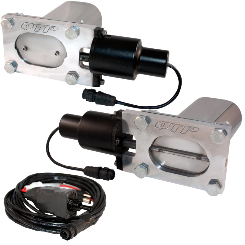 QTP Bolt-On QTEC Dual Low Profile Oval Electric Cutout Valves - Pair - Black Ops Auto Works