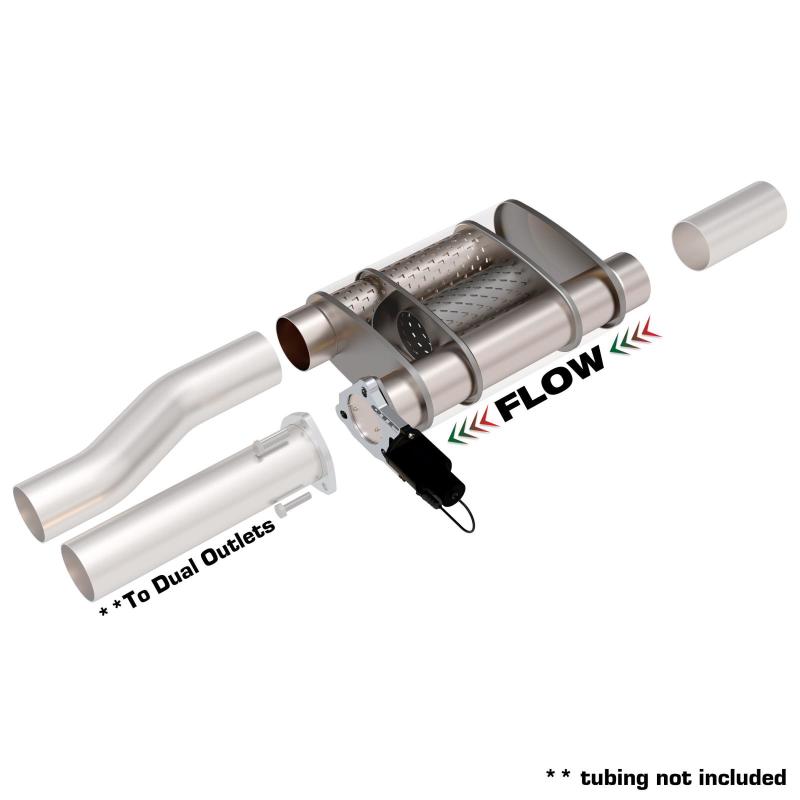 QTP 3in Weld-On 304SS Screamer Muffler w/Bolt-On QTEC Electric Cutout - QTP 13300C