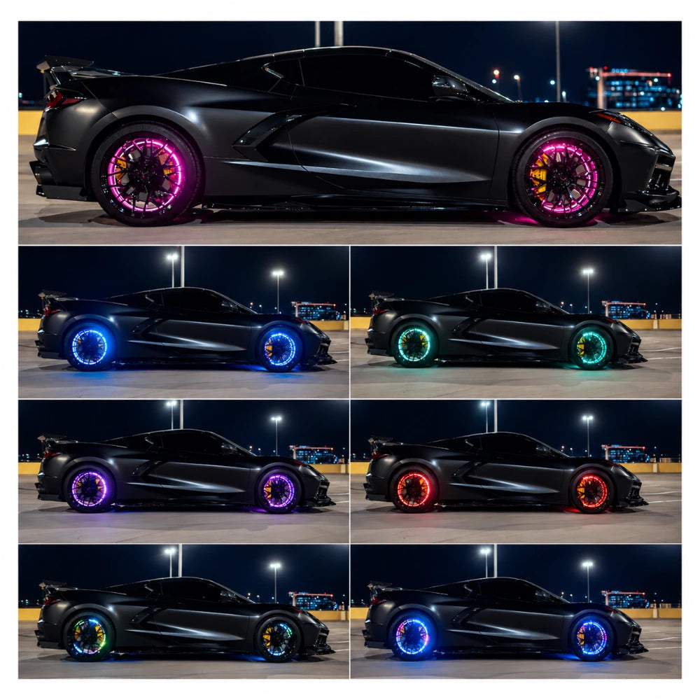 RGB Halo Kits Flow Series wheel ring lighting effects with color chasing modes