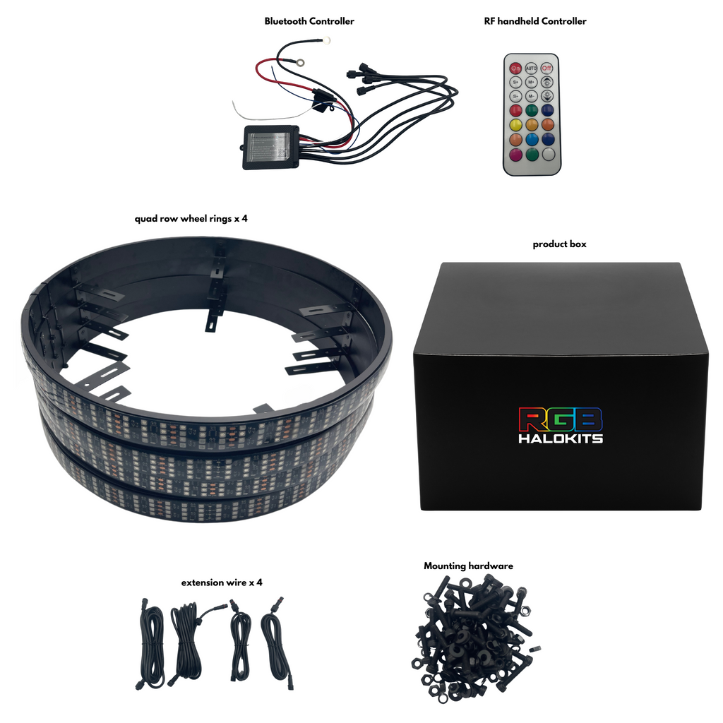 RGB Halo Kits Quad 4 Row LED Wheel Ring Kit | Flow Series