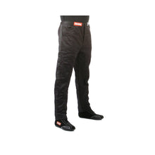 Load image into Gallery viewer, RaceQuip 120 Series black racing pants worn front view