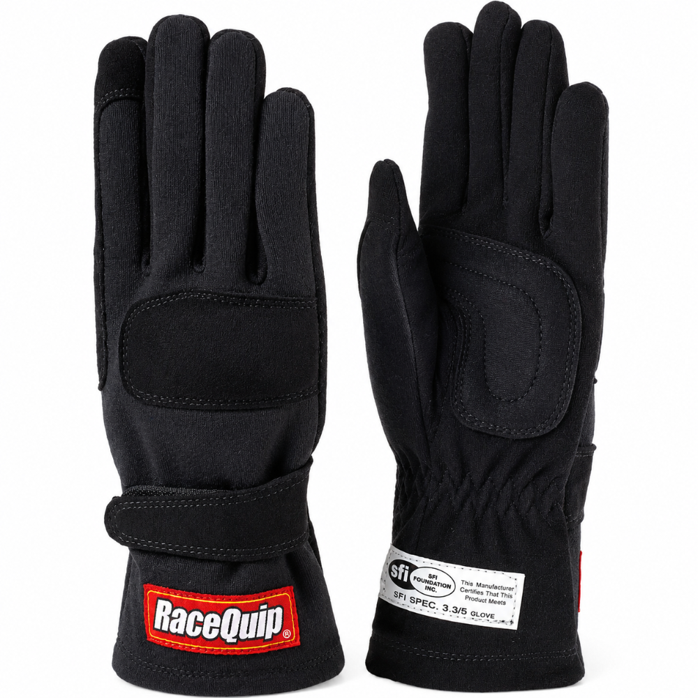 RaceQuip 3550092 youth SFI 3.3/5 two-layer racing gloves black small K8