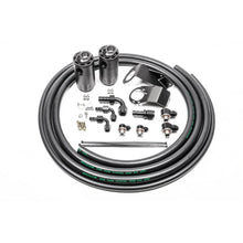 Load image into Gallery viewer, Radium 89-94 Nissan S13 Dual Catch Can Kit - Fluid Lock (20-0727-FL) with catch cans, hoses, brackets and hardware on white