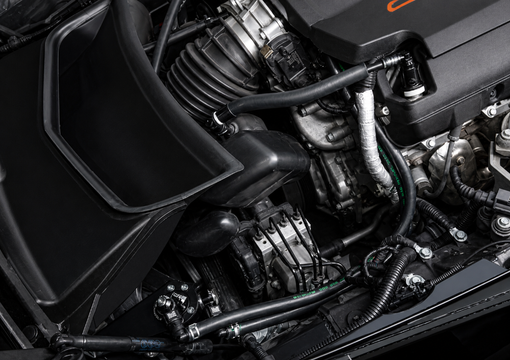 Radium Engineering PCV catch can kit installed on 2014-2019 Corvette C7 LT1 to help separate oil vapor from intake air
