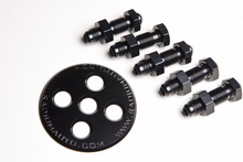 Load image into Gallery viewer, Radium Engineering Fuel Surge Tank 6AN Bulkhead Plate w/ Fittings and Nuts - Black Ops Auto Works
